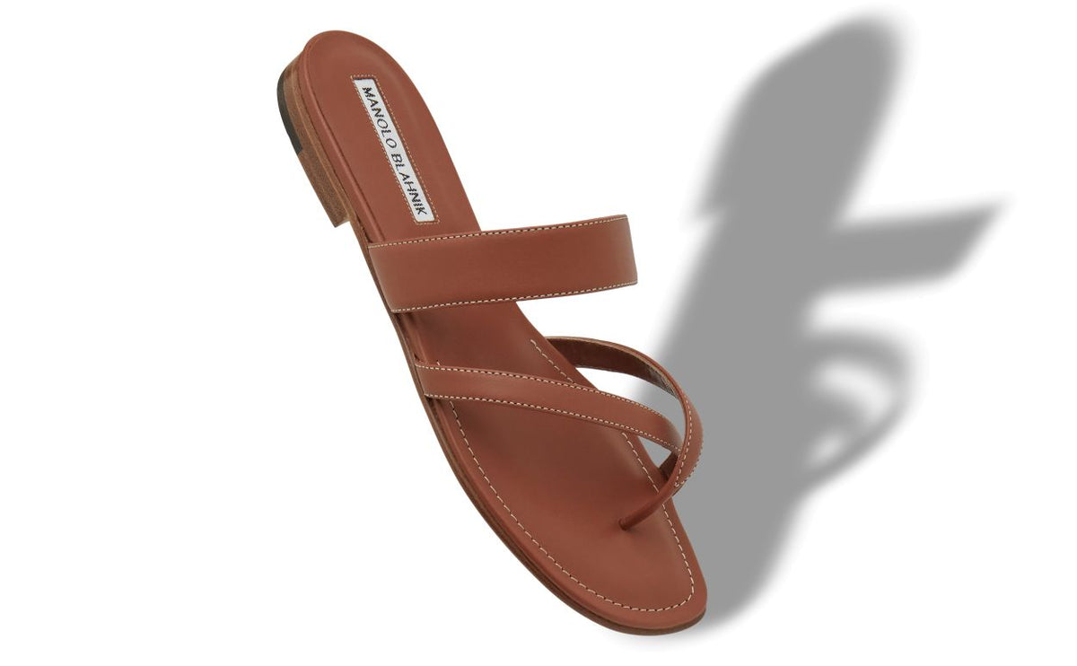 Elara Dawn Brown Crossover Mules – front three-quarter view showing brown crossover, open toe, Vowalisse