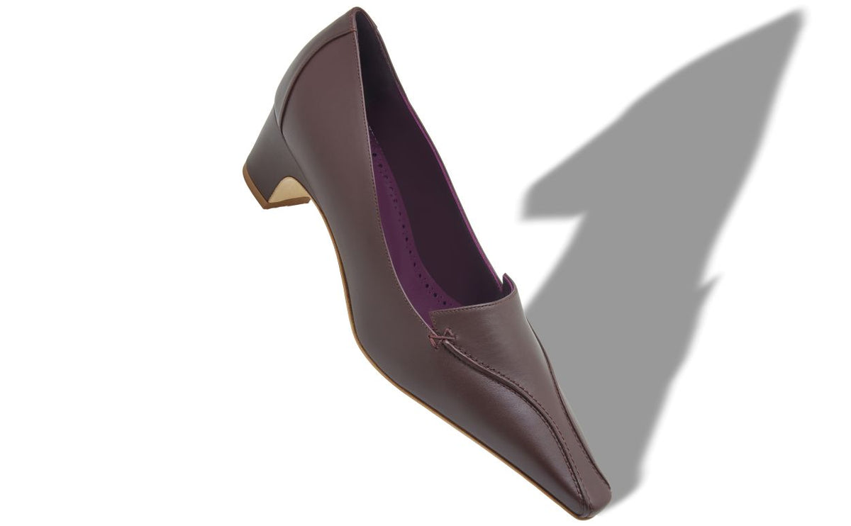 Arabella Rose Red Almond Toe Pumps – front three-quarter view showing red almond toe, Vowalisse