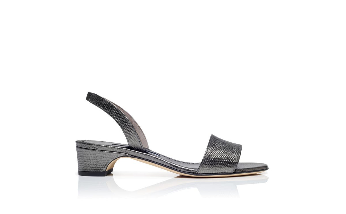Isadora Jewel Grey Slingback Slingbacks – side profile showing grey slingback, open toe, Vowalisse