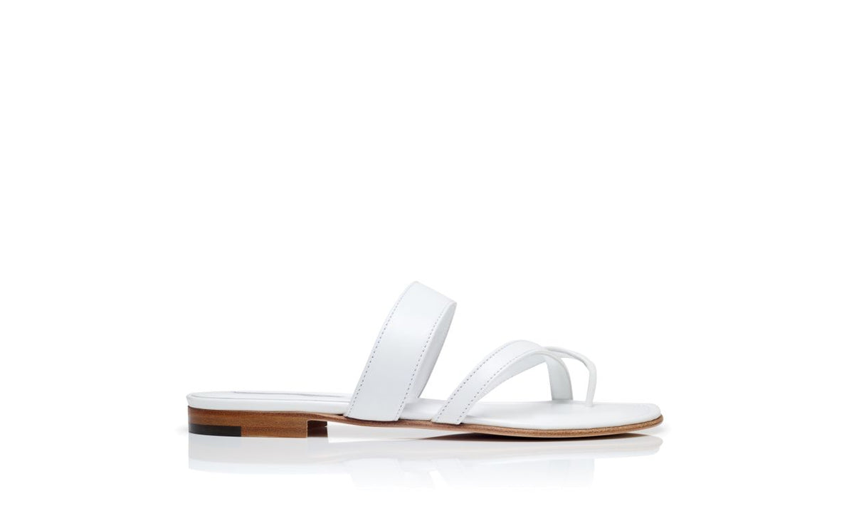 Bianca Muse White Crossover Mules – side profile showing white crossover, open toe, nappa leather, Vowalisse