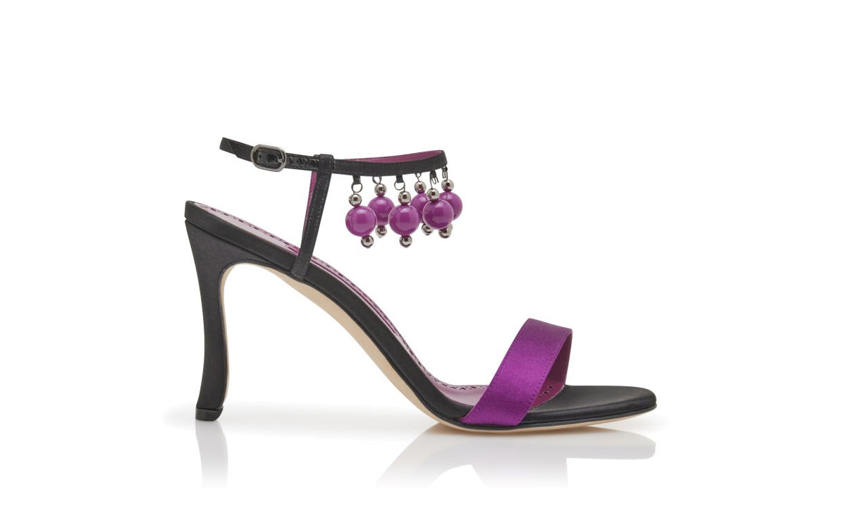 Camellia Star Purple Ankle Strap Ankle-Strap Shoes – side profile showing purple ankle strap, open toe, satin, Vowalisse
