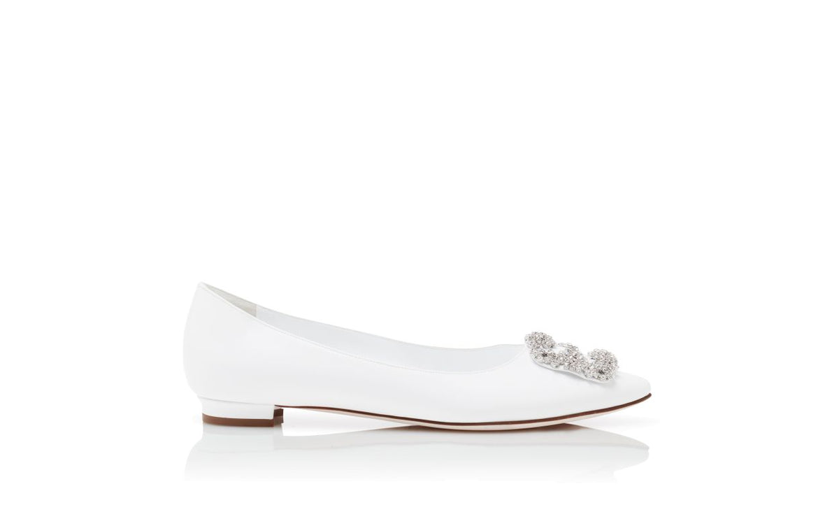 Juliette Dawn White Jewel Buckle Pumps – side profile showing white jewel buckle, crystal buckle, almond toe, Vowalisse