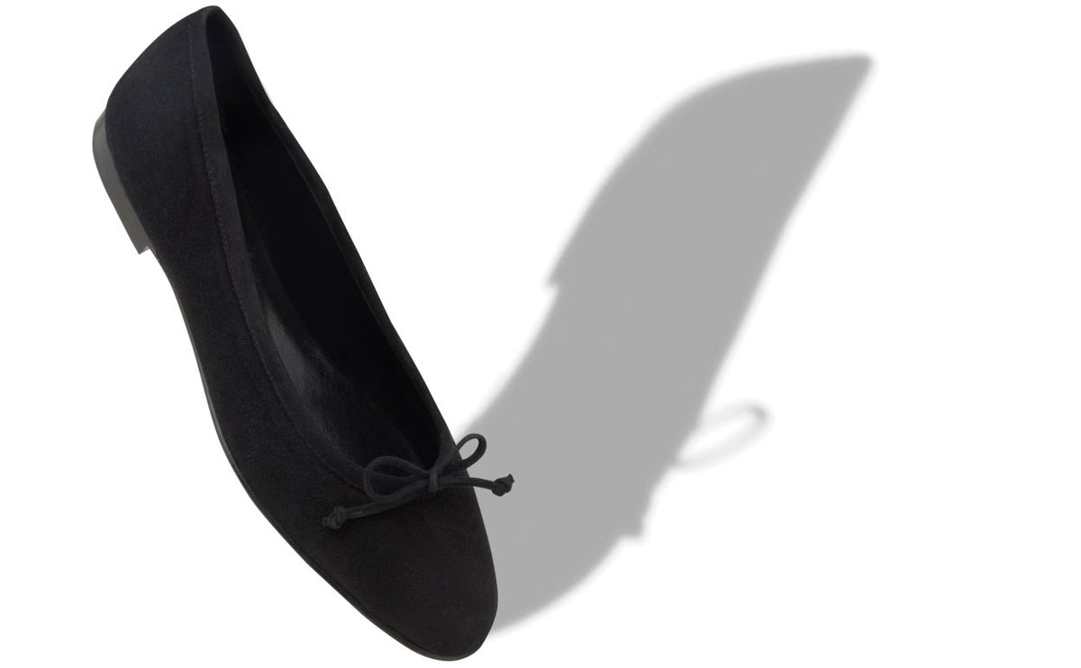 Valentina Jewel Black Bow Detail Pumps – front three-quarter view showing black bow detail, round toe, suede, Vowalisse