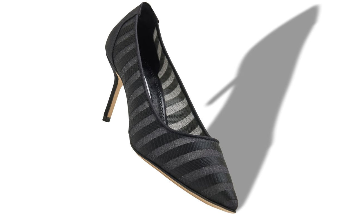 Adriana Pearl Black Pointed Toe Pumps – front three-quarter view showing black pointed toe, Vowalisse