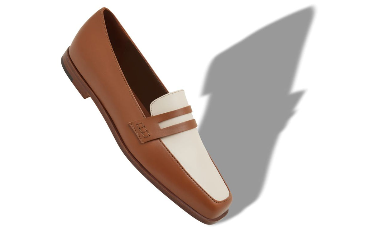 Marcella Jewel Brown Round Toe Loafers – front three-quarter view showing brown round toe, Vowalisse