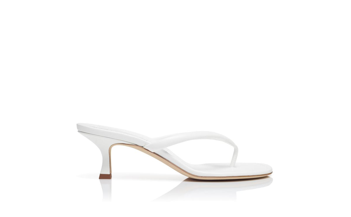 Violetta Élan White Nappa Leather Mules – side profile showing white nappa leather, Vowalisse