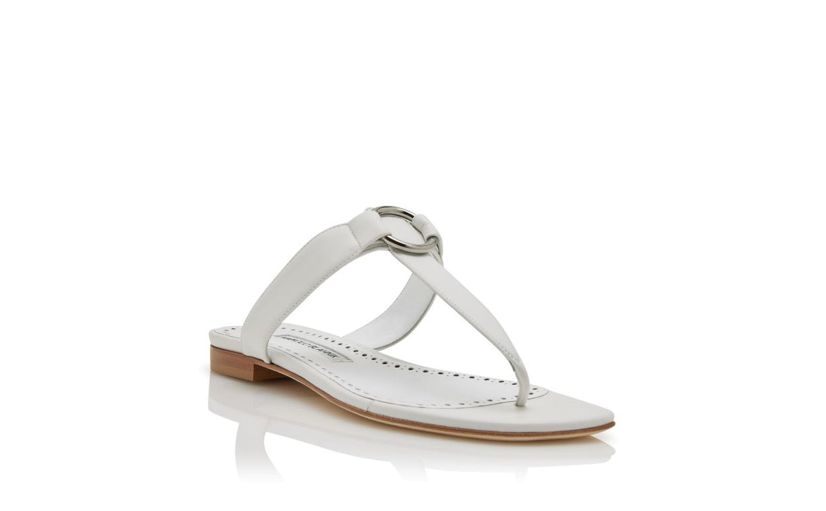 Genevieve Muse White T-Bar T-Bar Shoes – side profile showing white t-bar, open toe, nappa leather, Vowalisse
