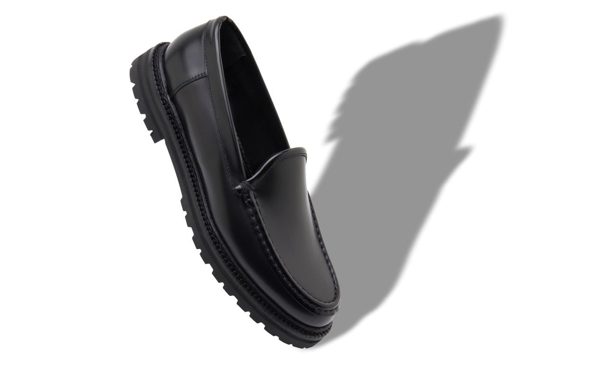 Cressida Grace Black Round Toe Loafers – front three-quarter view showing black round toe, Vowalisse
