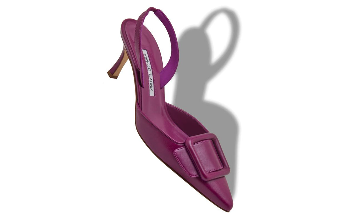 Isadora Star Purple Slingback Slingbacks – front three-quarter view showing purple slingback, pointed toe, nappa leather…