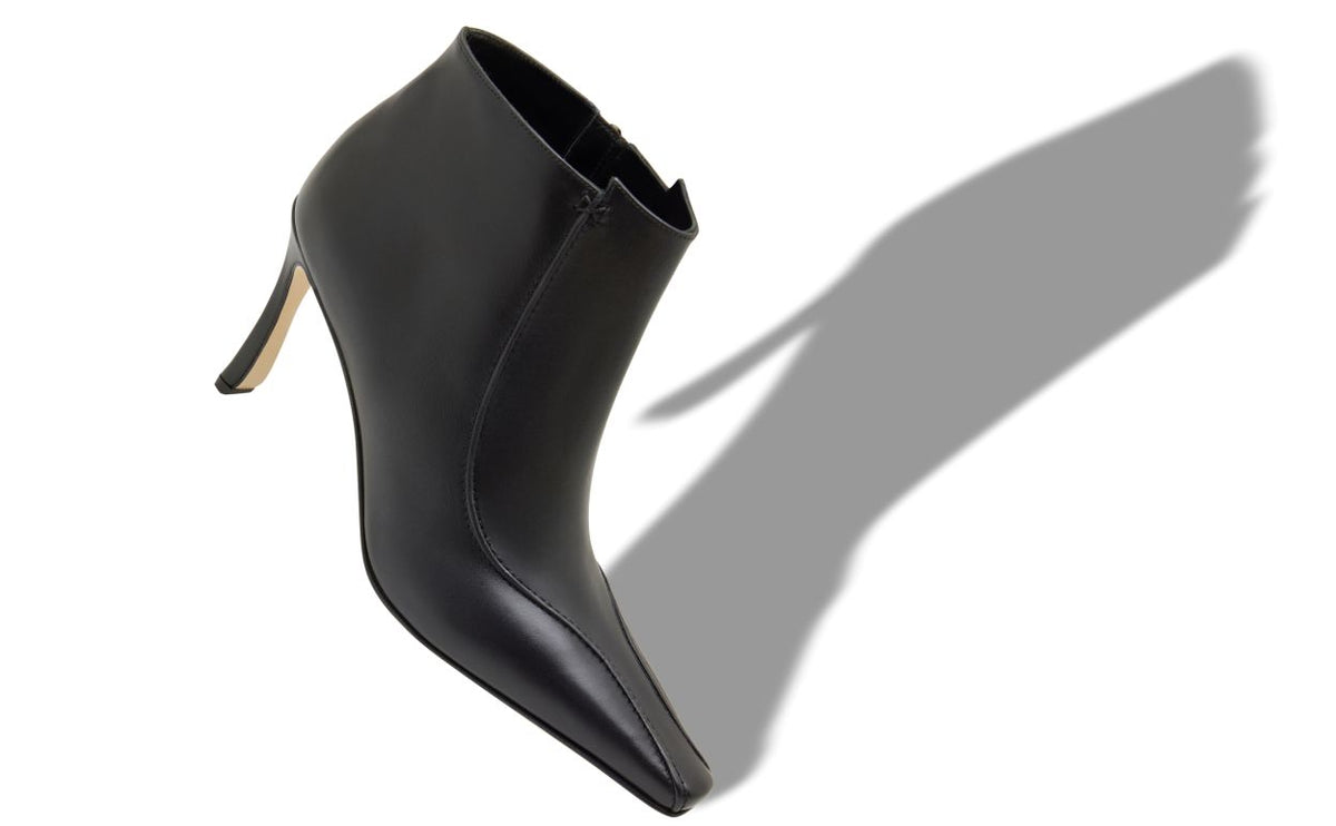 Magnolia Star Black Almond Toe Ankle Boots – front three-quarter view showing black almond toe, Vowalisse