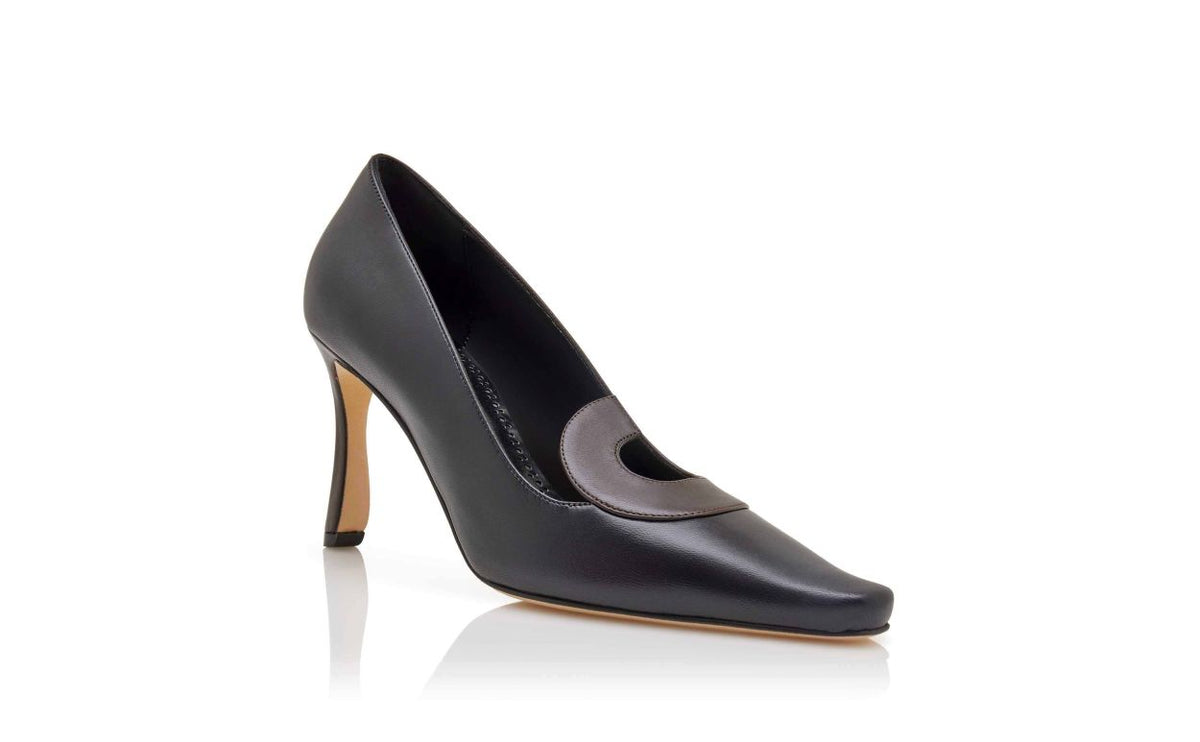 Marcella Star Black Almond Toe Pumps – top view showing black almond toe, nappa leather, Vowalisse