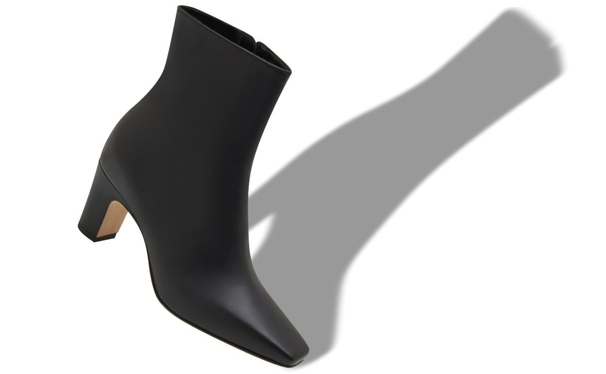 Seraphina Jewel Black Pointed Toe Ankle Boots – front three-quarter view showing black pointed toe, Vowalisse