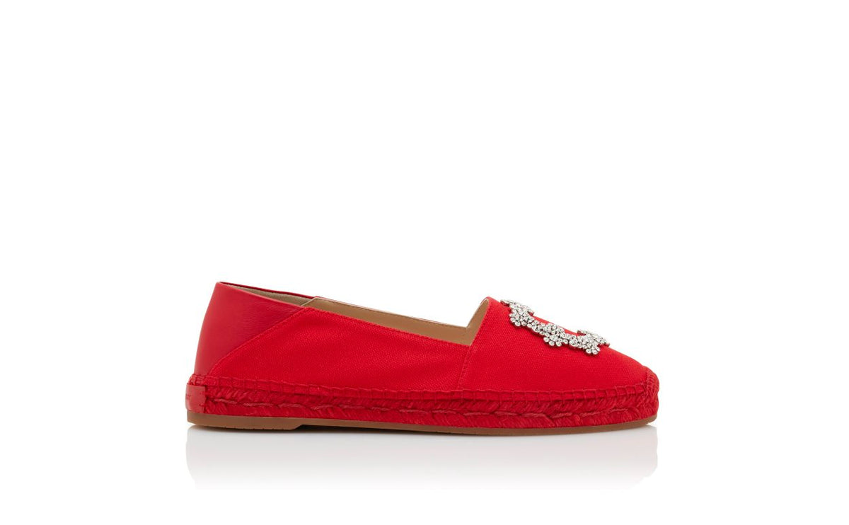 Elara Jewel Red Round Toe Espadrilles – side profile showing red round toe, Vowalisse