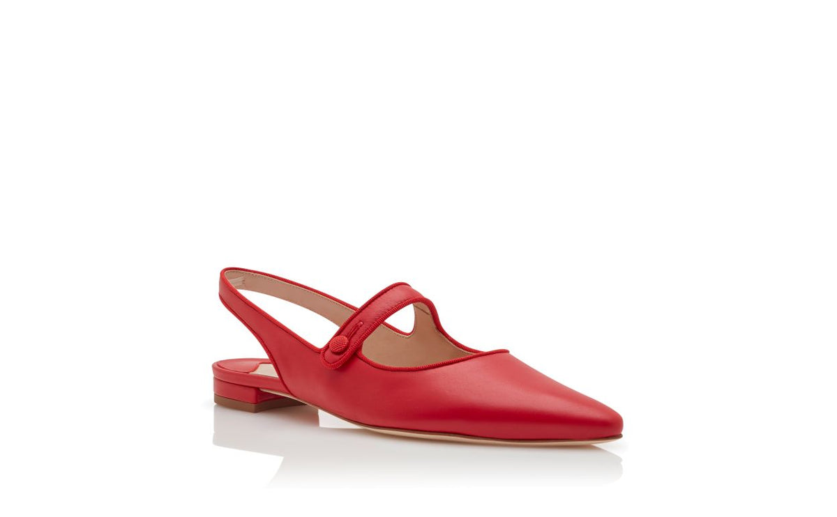 Estelle Rose Red Slingback Slingbacks – top view showing red slingback, pointed toe, nappa leather, Vowalisse