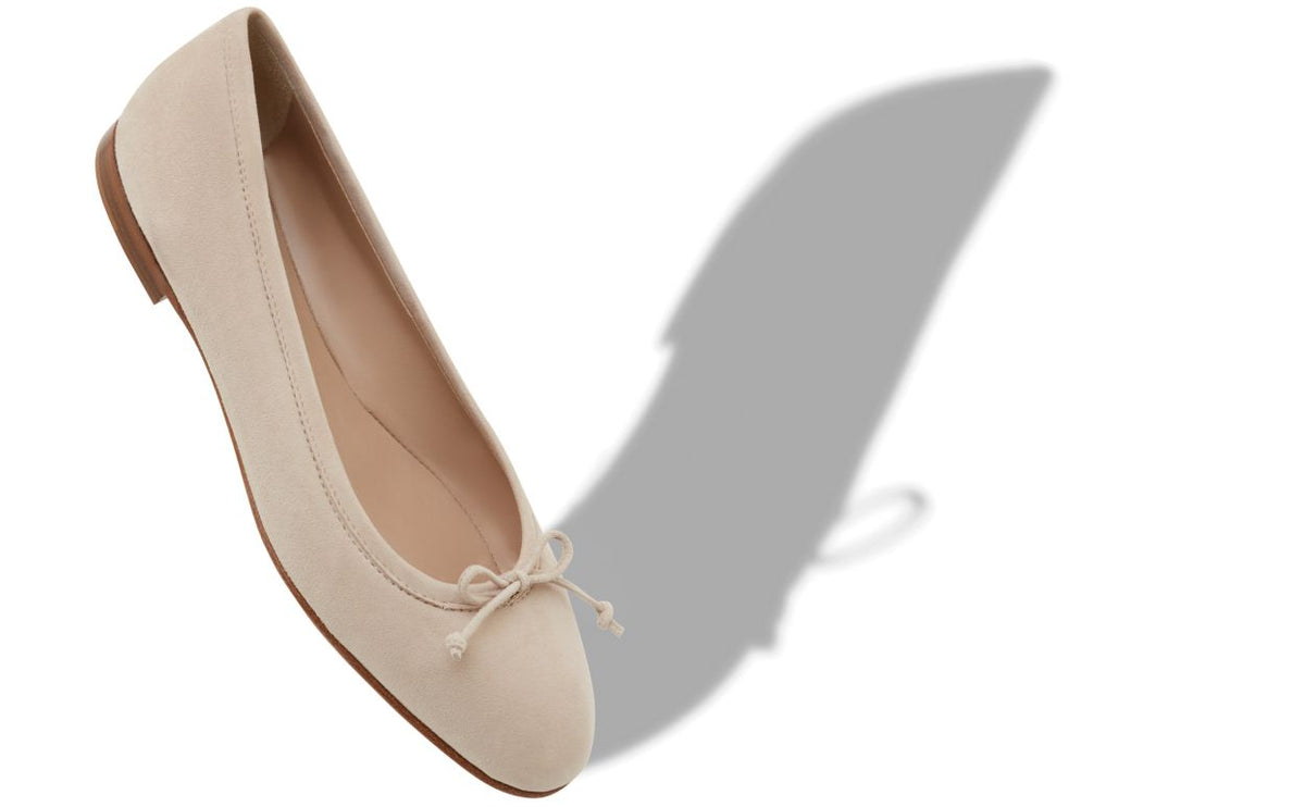 Aurelia Flame Neutral Bow Detail Pumps – front three-quarter view showing neutral bow detail, round toe, suede, Vowalisse