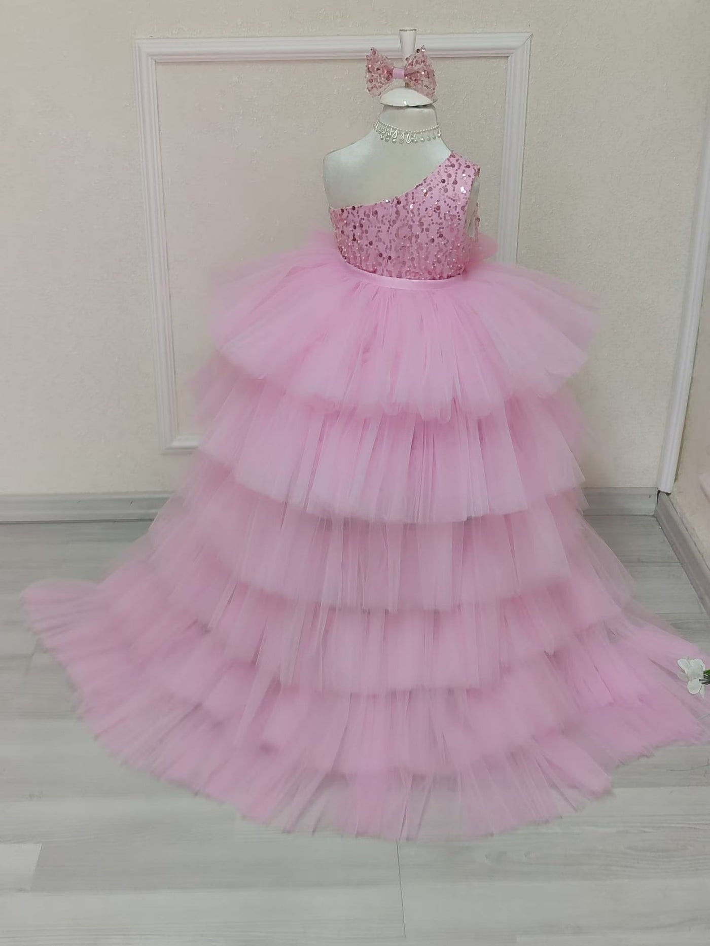 Tulle Pink Mermaid Birthday Dress For Girls, baby girl first birthday dress, additional product image 3 by Vowalisse
