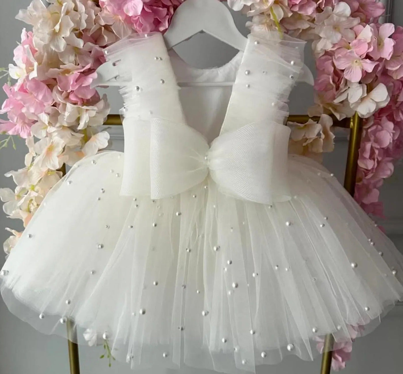 Tutu White Baby Girl Christening baby girl first birthday dress, additional product image 4 by Vowalisse