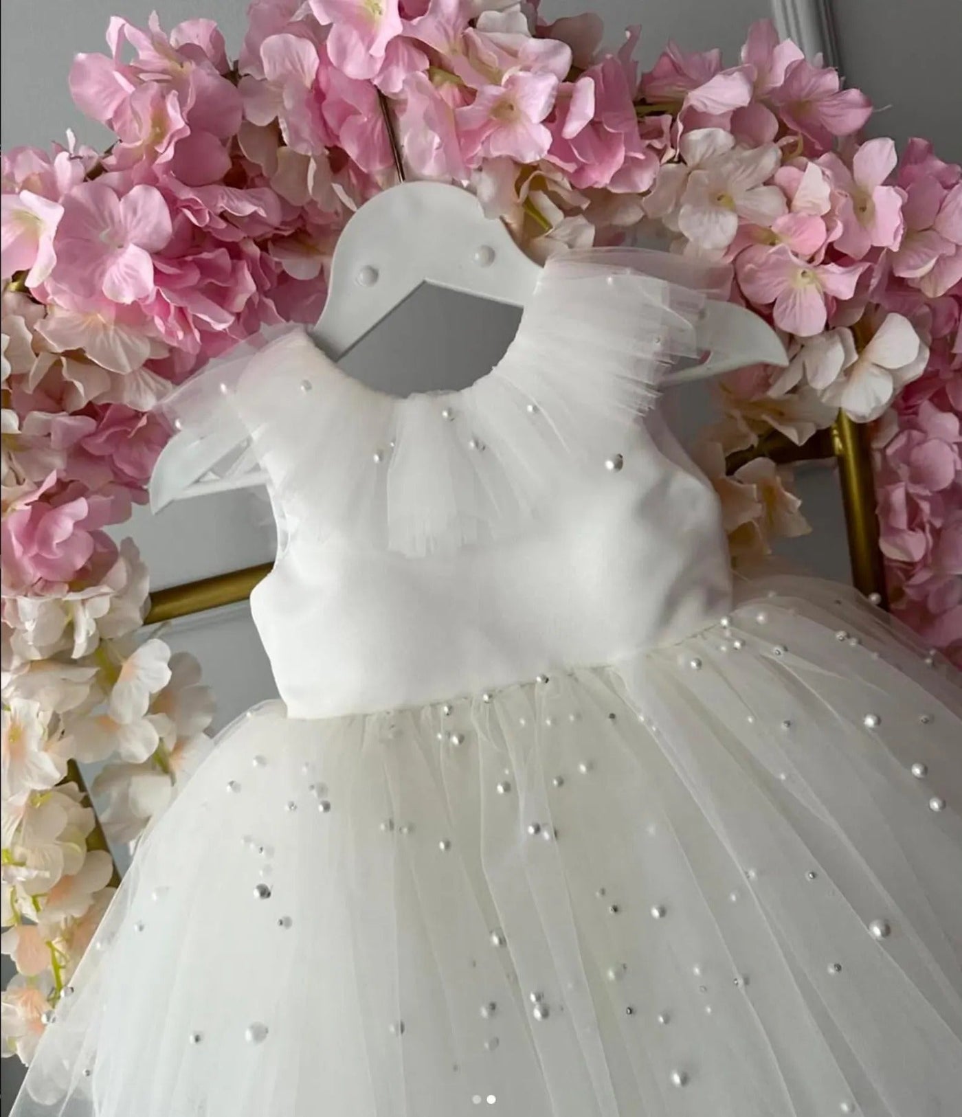 Tutu White Baby Girl Christening baby girl first birthday dress, additional product image 7 by Vowalisse