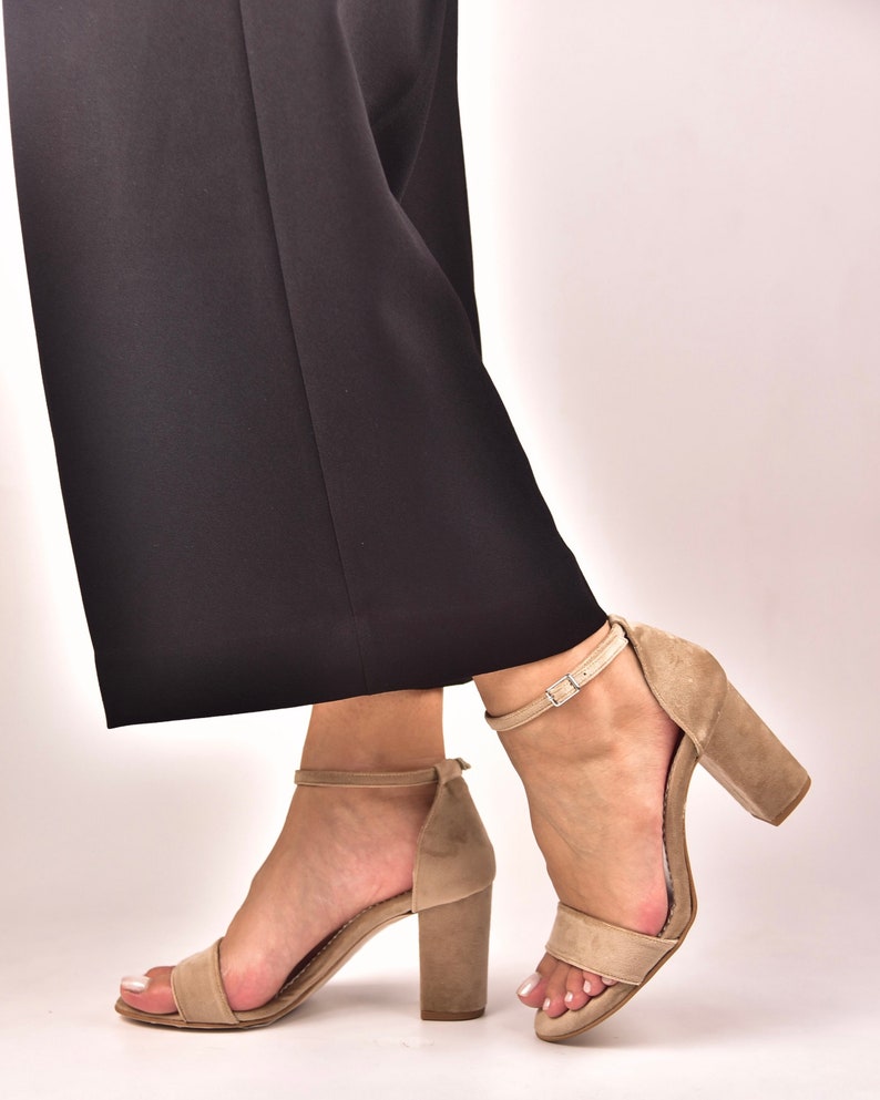 Red Velvet Block Heel Bridal Heels VOWALISSE bridal shoes – view 3