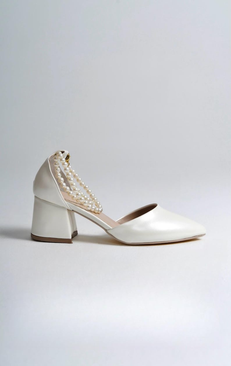 Ivory Velvet Block Heel Bridal Heels VOWALISSE bridal shoes – view 7