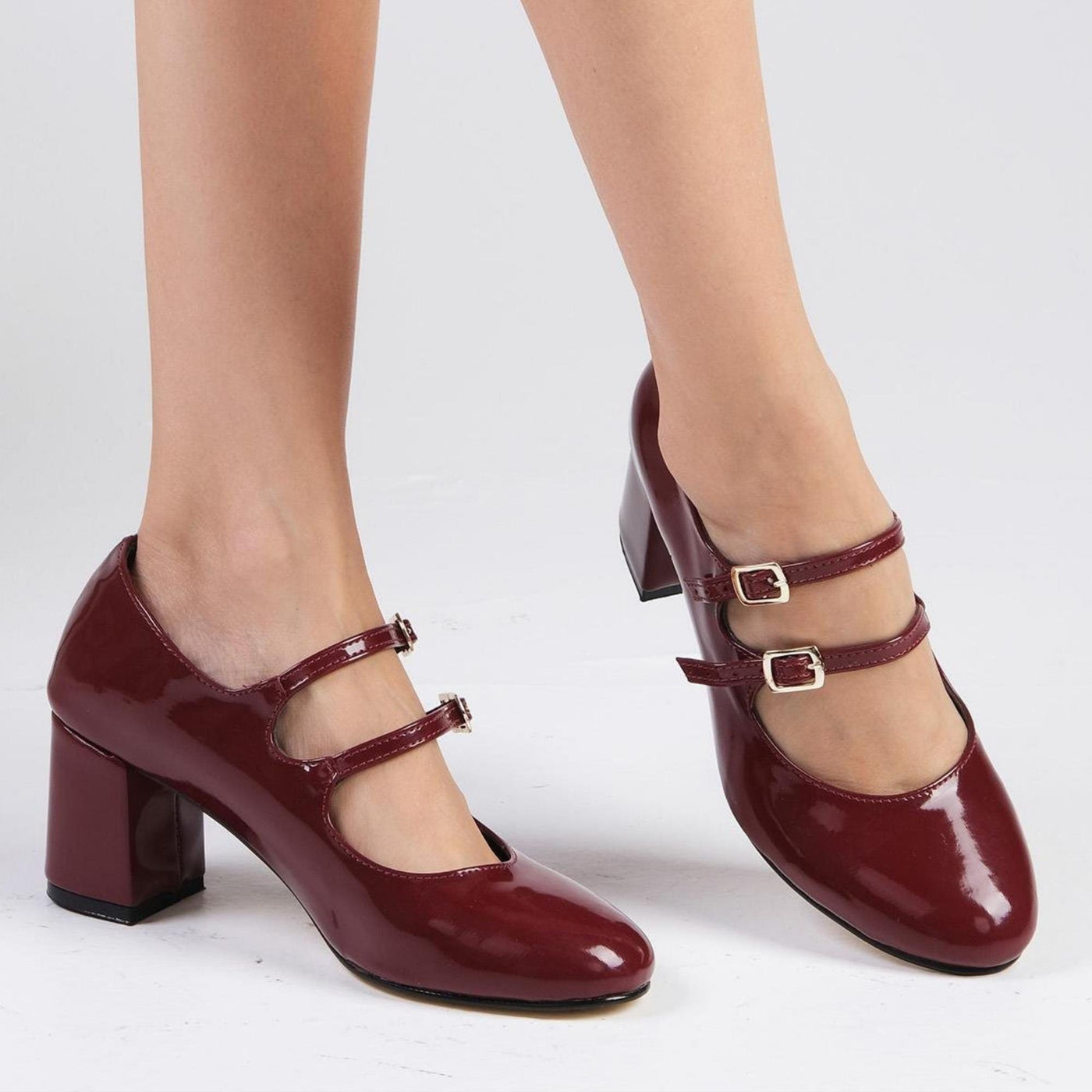 Tiana Burgundy Velvet Block Heel Bridal Heels VOWALISSE bridal shoes – view 1
