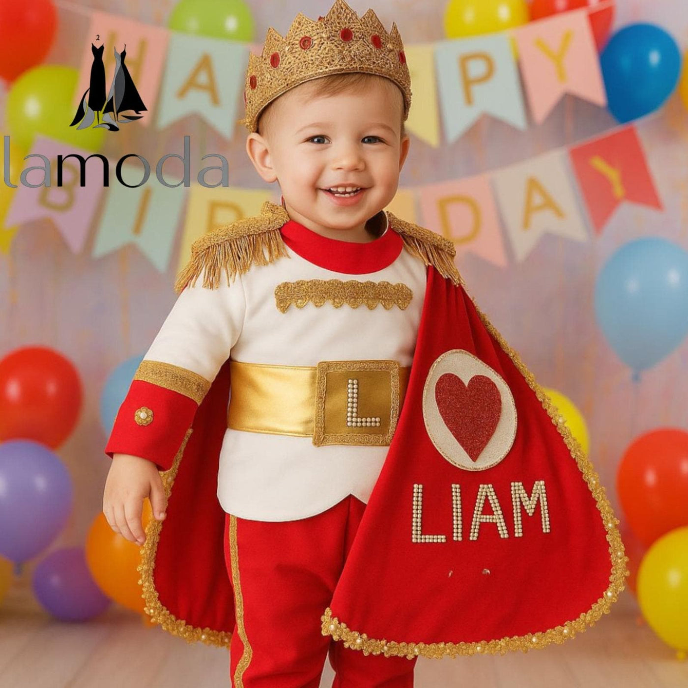 Baby Boy Baptism Prince Outfit 4, baby boy first birthday outfit, main product image by Vowalisse
