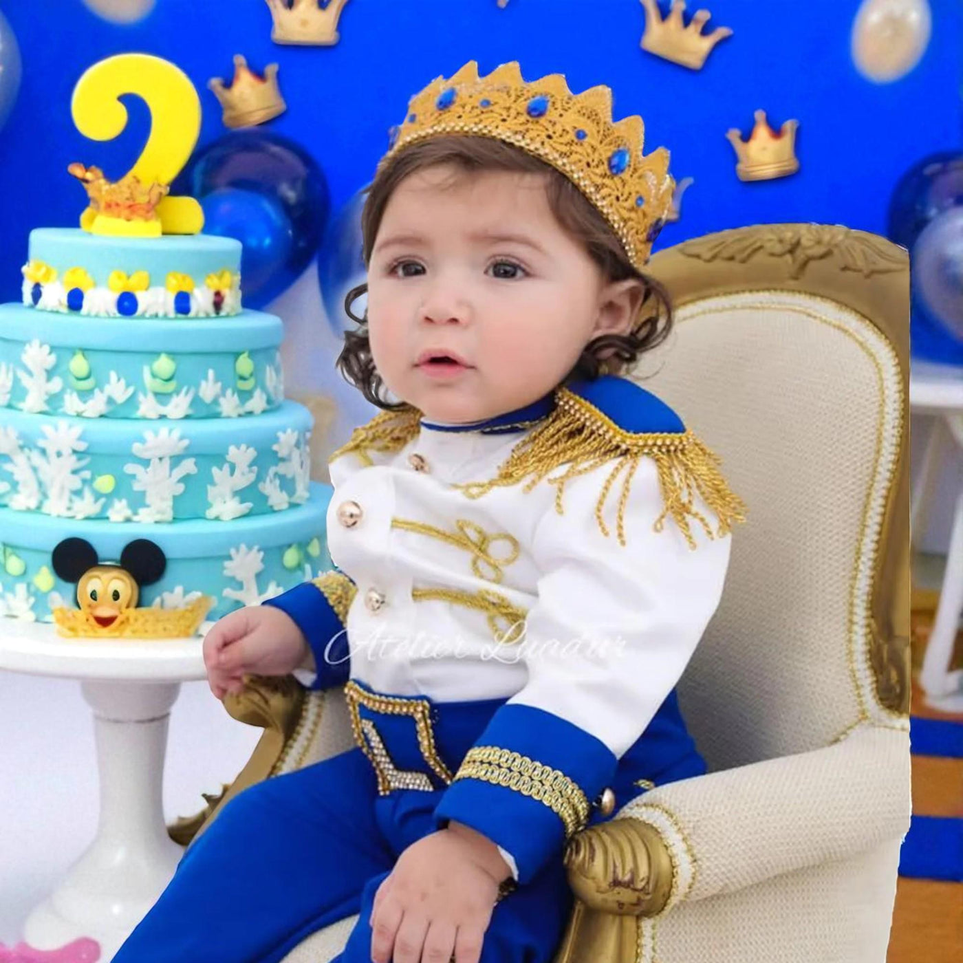 Baby Boy Baptism Prince baby boy first birthday outfit, main product image by Vowalisse
