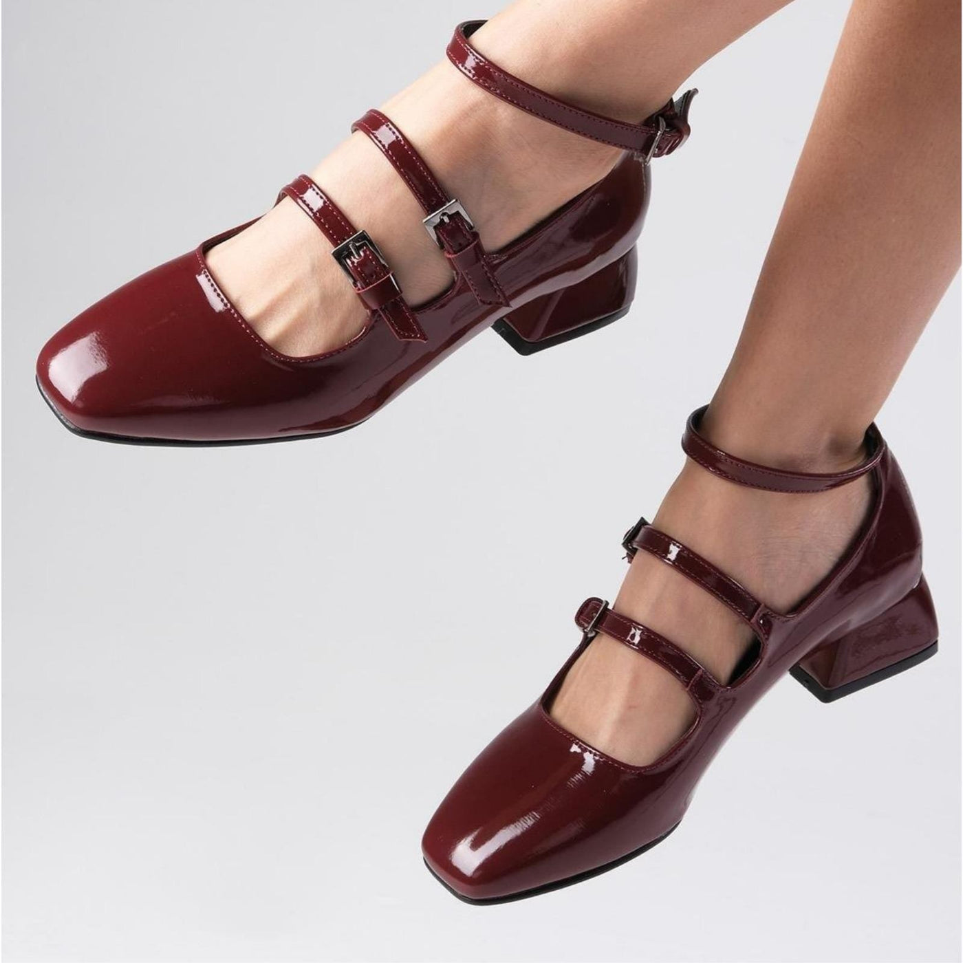 Burgundy Velvet Mary Jane Bridal Shoes VOWALISSE bridal shoes – view 1