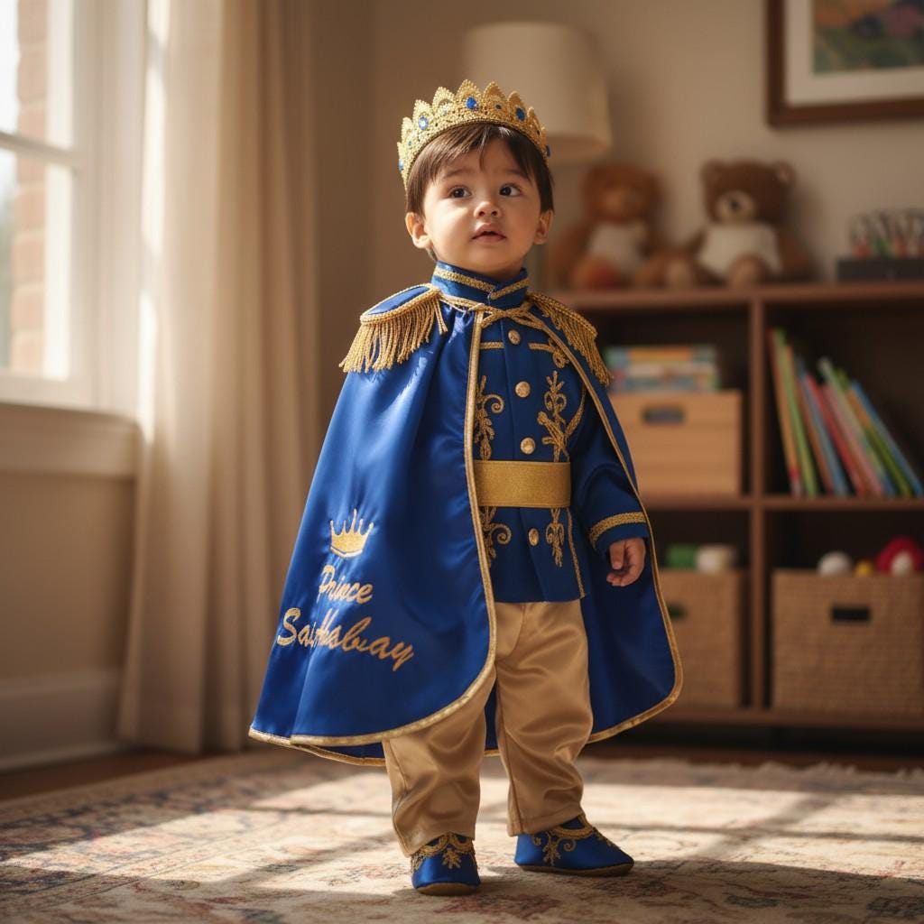 Royal Blue & Gold Baby Prince First Birthday Outfit 2, baby boy first birthday outfit, additional product image 5 by