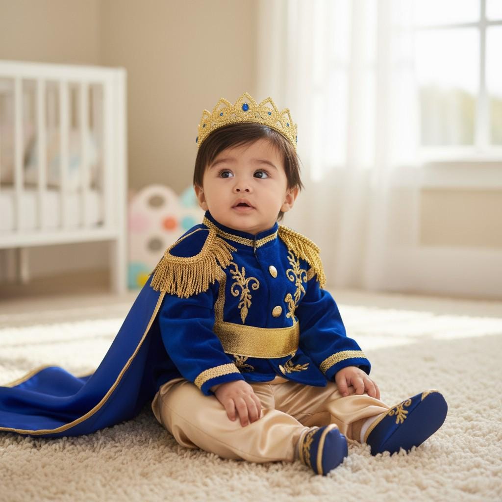 Royal Blue & Gold Baby Prince First Birthday Outfit 2, baby boy first birthday outfit, additional product image 2 by