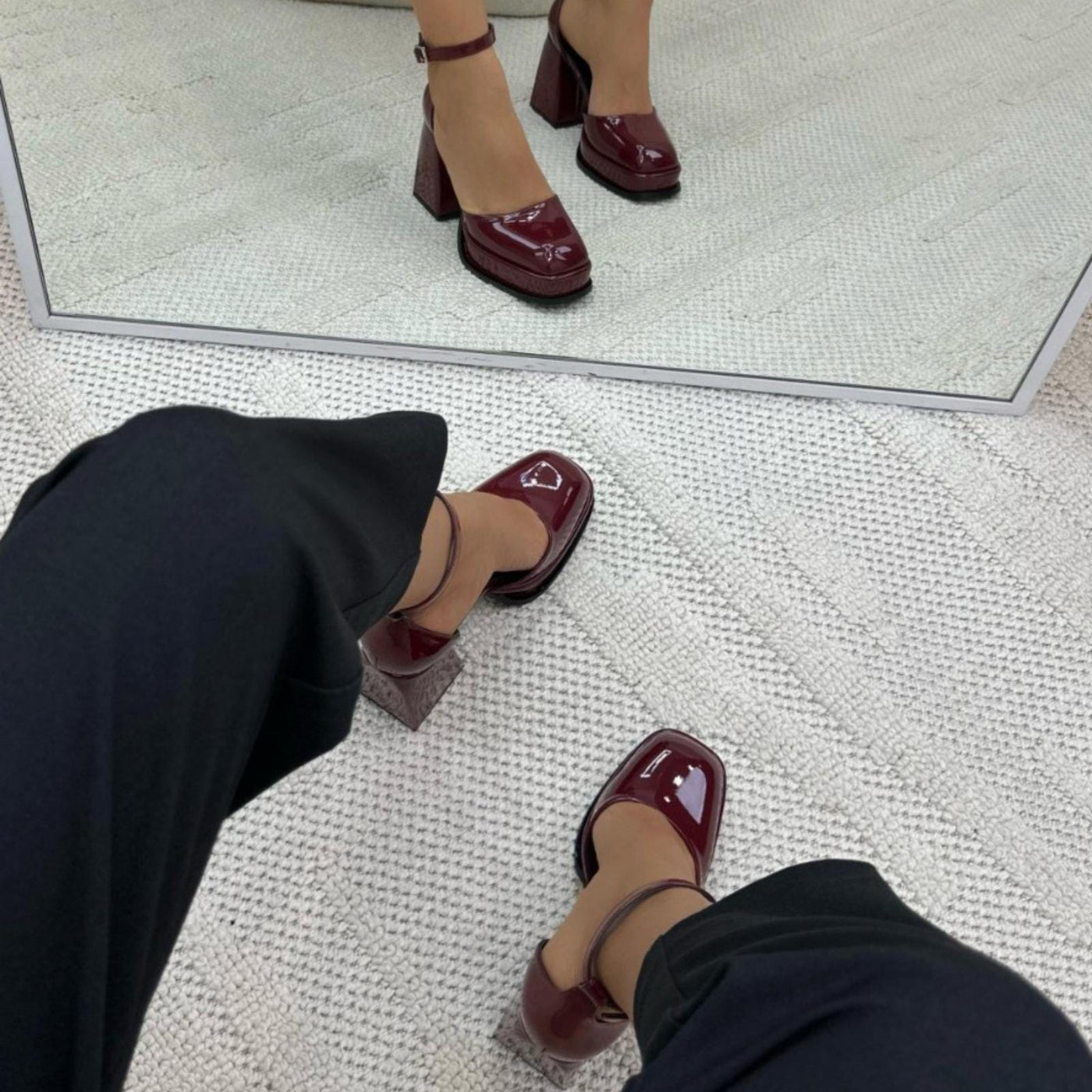 Burgundy Patent Mary Jane Bridal Shoes VOWALISSE bridal shoes – view 2