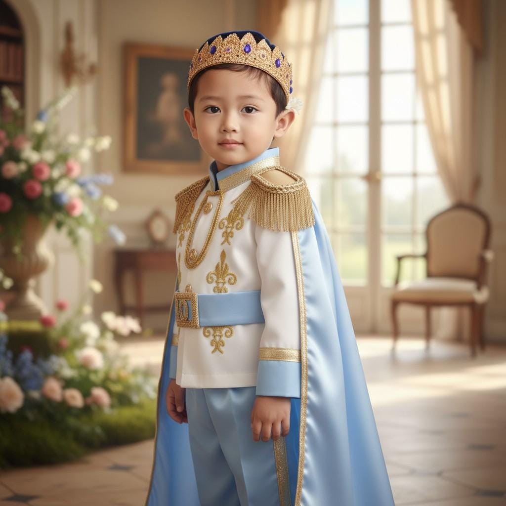 Royal Blue & Gold Baby Prince First Birthday baby boy first birthday outfit, additional product image 5 by Vowalisse