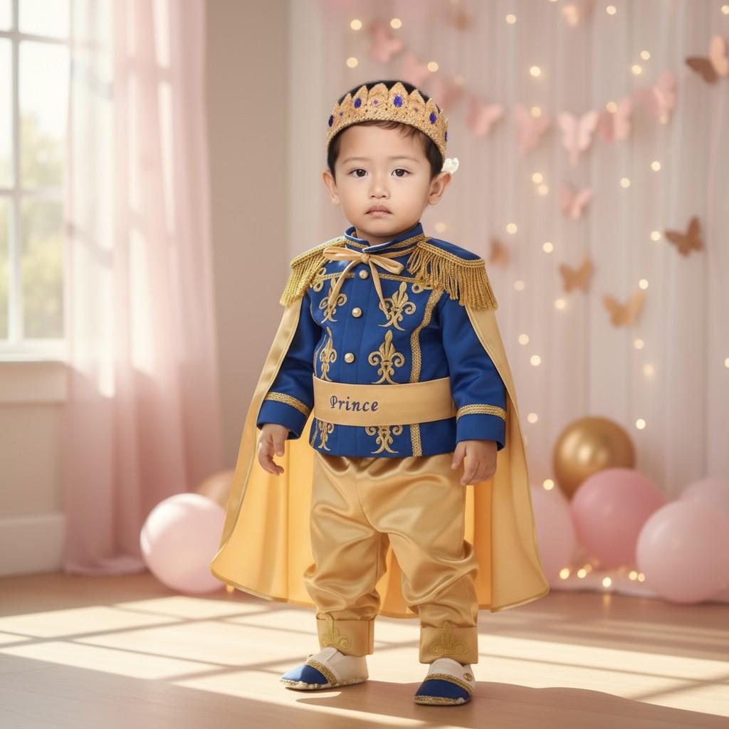 Royal Blue & Gold Baby Boy Baptism Prince baby boy first birthday outfit, additional product image 3 by Vowalisse