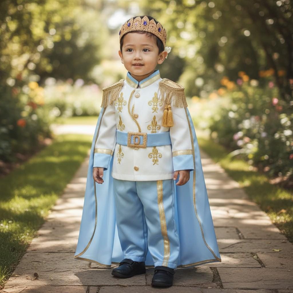 Royal Blue & Gold Baby Prince First Birthday baby boy first birthday outfit, additional product image 3 by Vowalisse