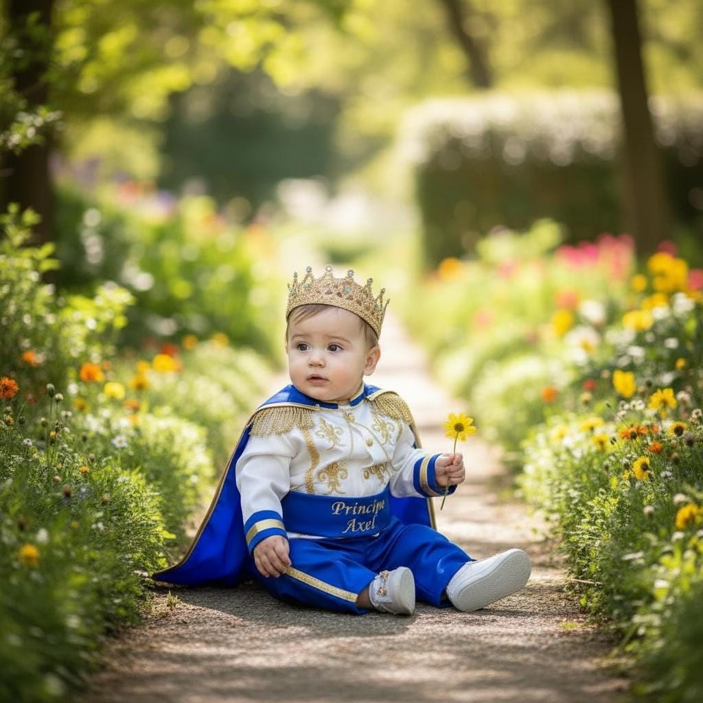 Royal Blue & Gold Personalized Baby Prince Costume 4, baby boy first birthday outfit, additional product image 5 by Vowalisse