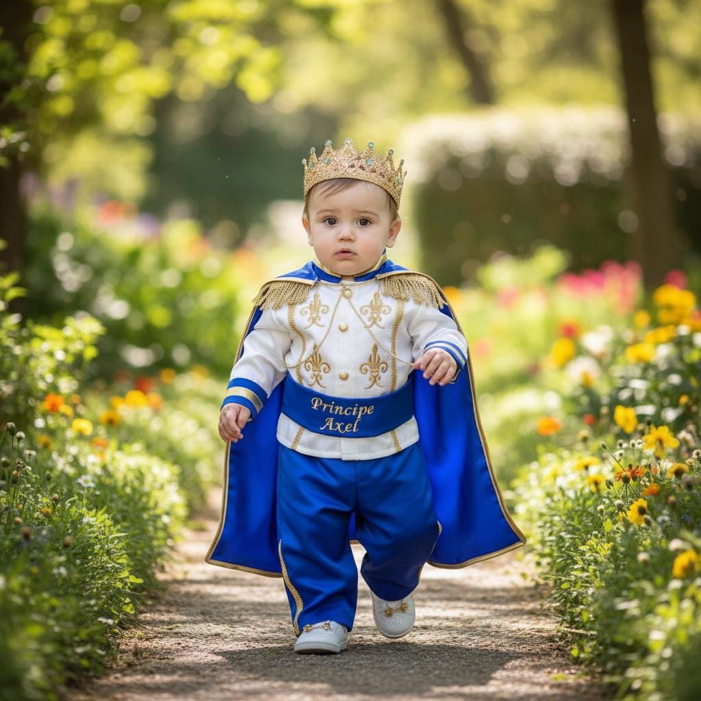 Royal Blue & Gold Personalized Baby Prince Costume 4, baby boy first birthday outfit, additional product image 2 by Vowalisse