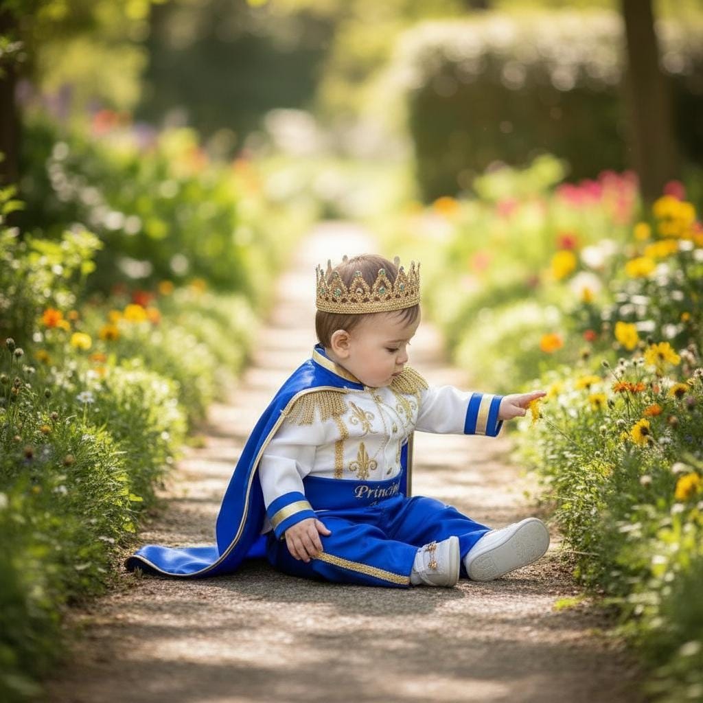 Royal Blue & Gold Personalized Baby Prince Costume 4, baby boy first birthday outfit, additional product image 6 by Vowalisse