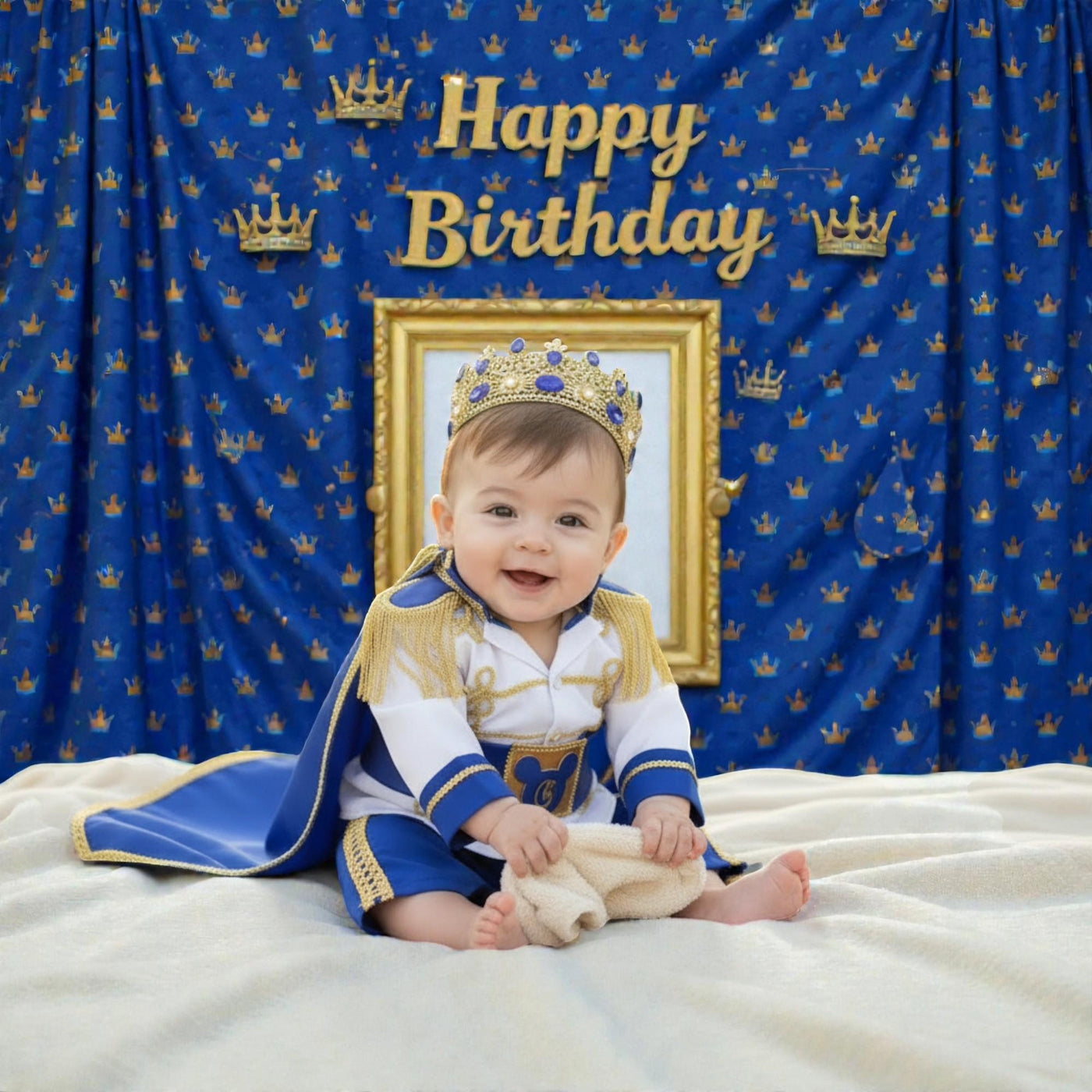 Cake Royal Blue & Gold Baby Prince First Birthday Outfit 2, baby boy first birthday outfit, additional product image 6 by