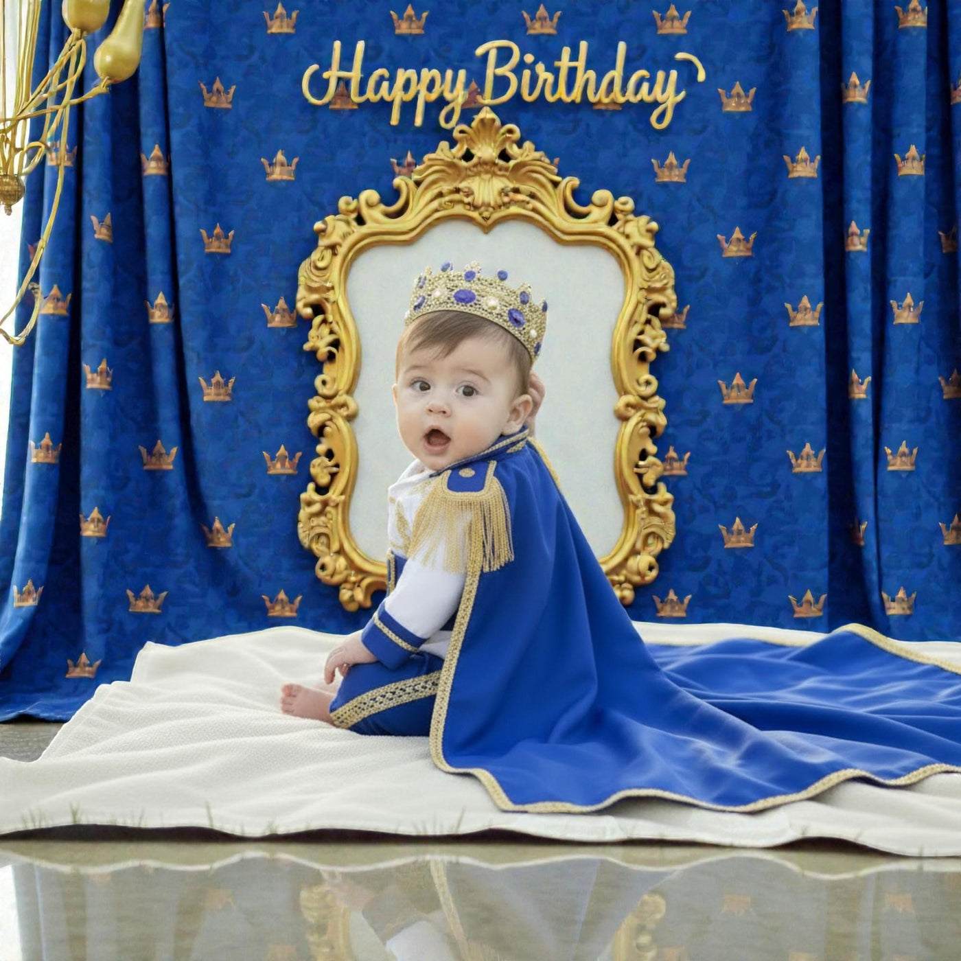 Cake Royal Blue & Gold Baby Prince First Birthday Outfit 2, baby boy first birthday outfit, additional product image 4 by