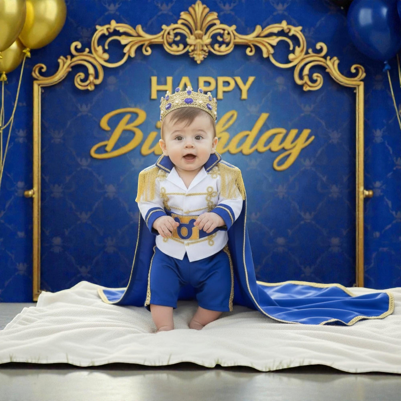 Cake Royal Blue & Gold Baby Prince First Birthday Outfit 2, baby boy first birthday outfit, additional product image 3 by