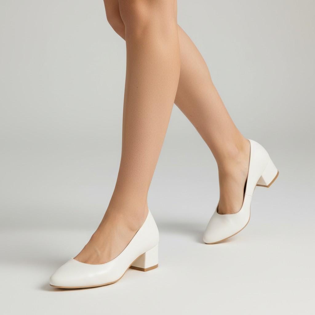 Glossy Nude Patent Block Heel Bridal Heels VOWALISSE bridal shoes – view 5
