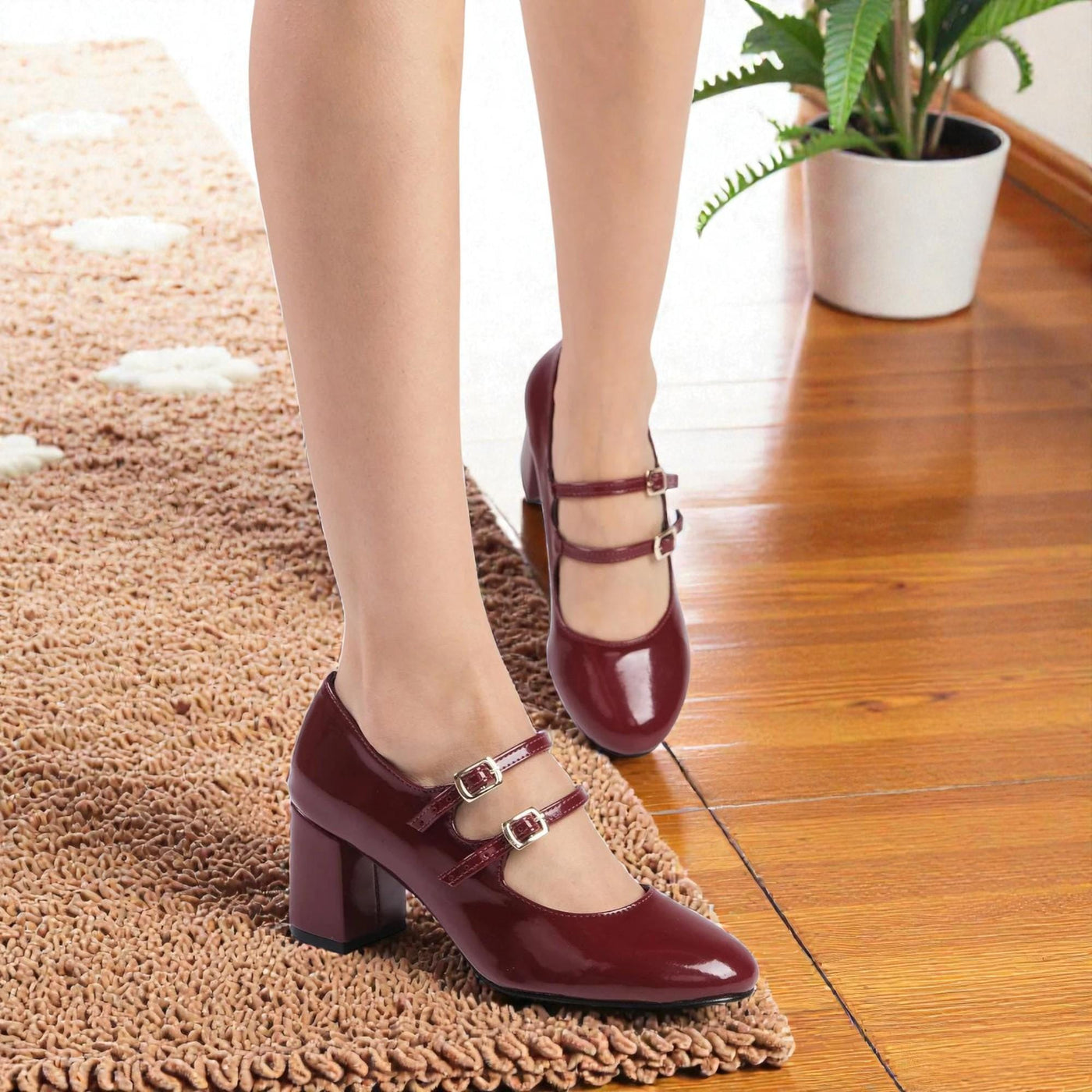 Burgundy Mary Jane Bridal Shoes VOWALISSE bridal shoes – view 2