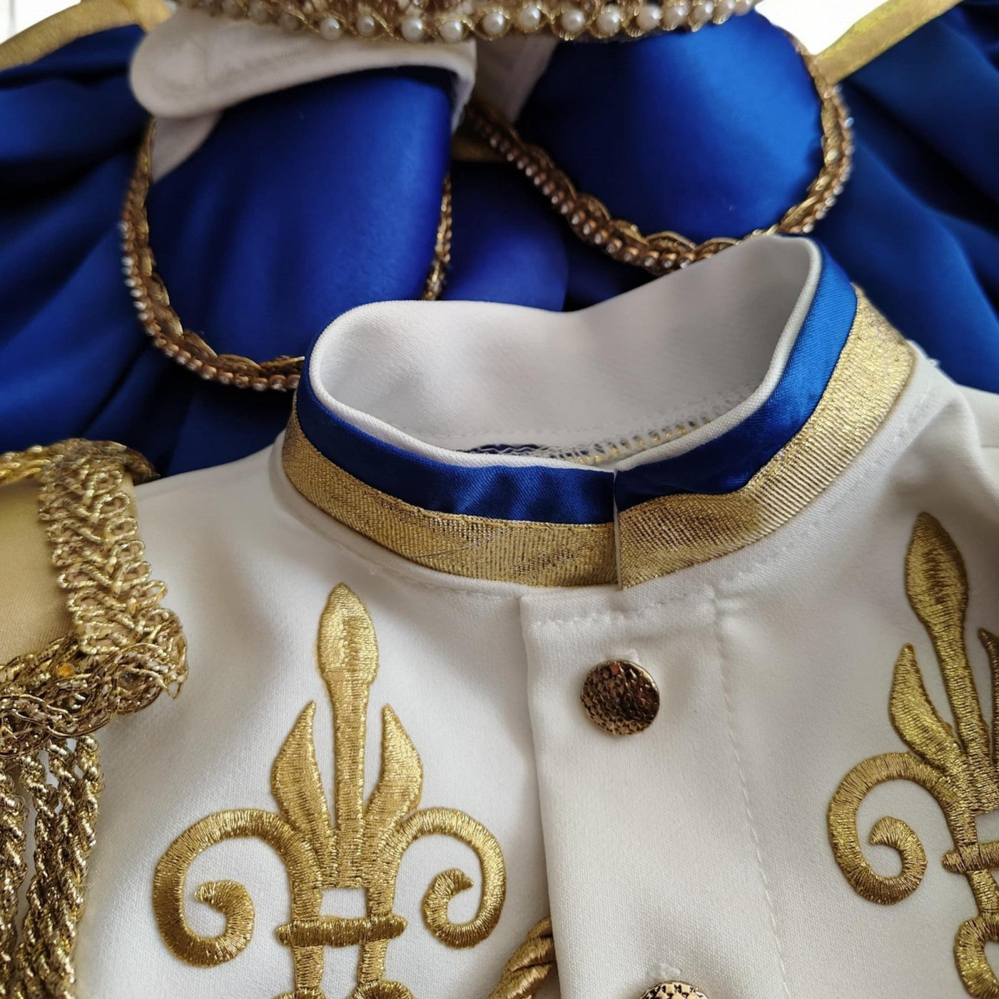 Navy Blue & Gold Personalized Baby Prince Costume 4, baby boy first birthday outfit, additional product image 2 by Vowalisse