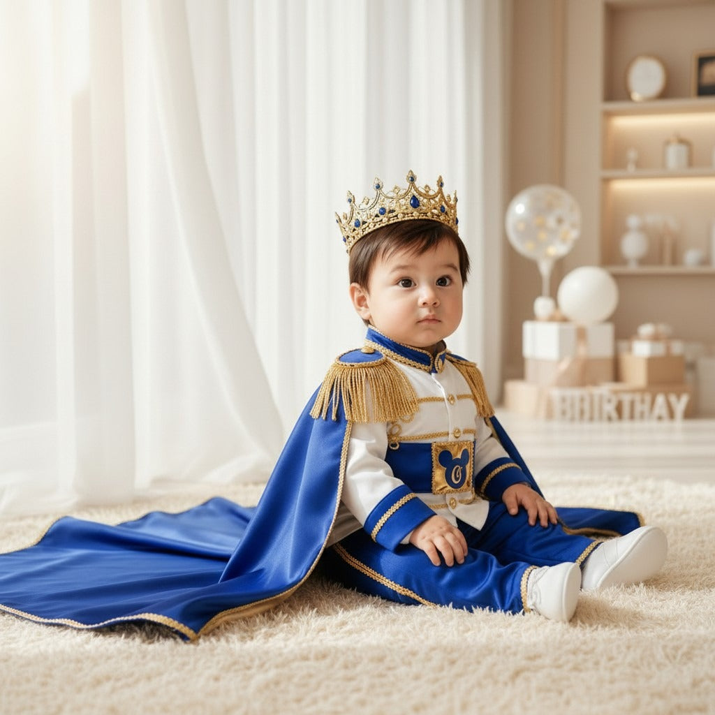 Cake Royal Blue & Gold Baby Prince First Birthday Outfit 2, baby boy first birthday outfit, additional product image 8 by