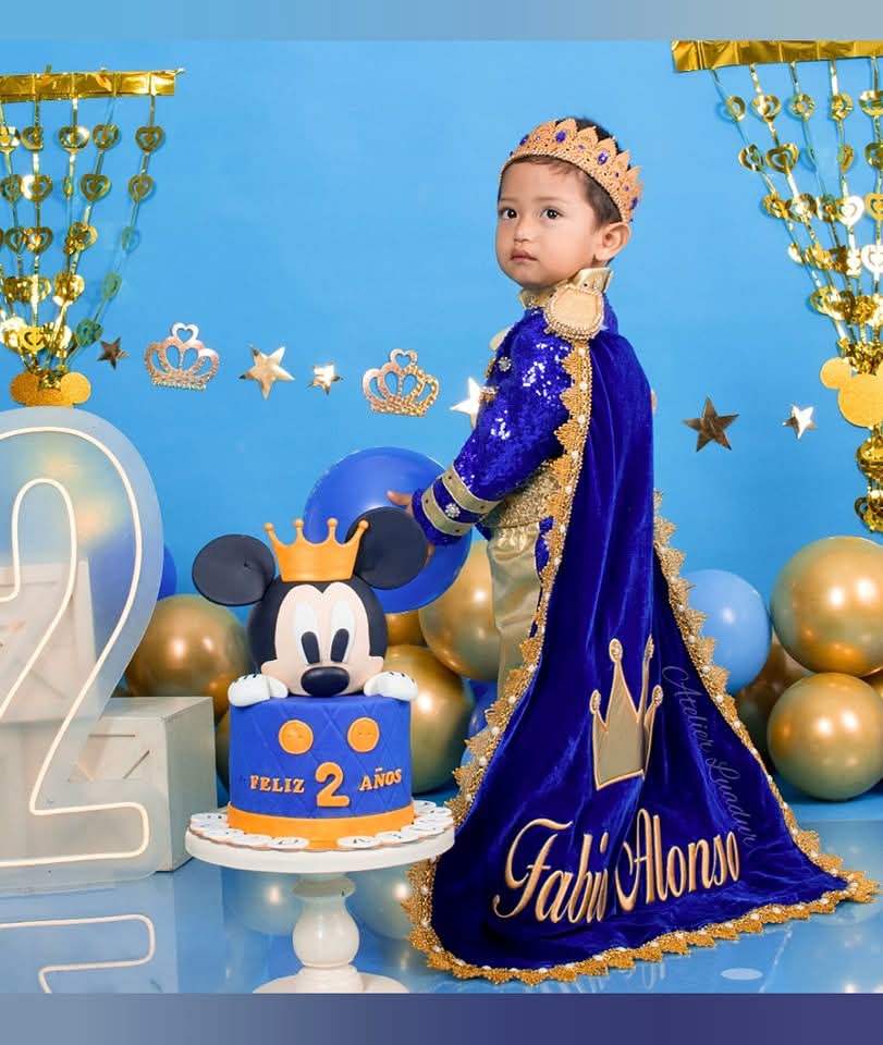 Skender Navy Blue & Gold Personalized Baby Prince Costume, baby boy first birthday outfit, additional product image 4 by