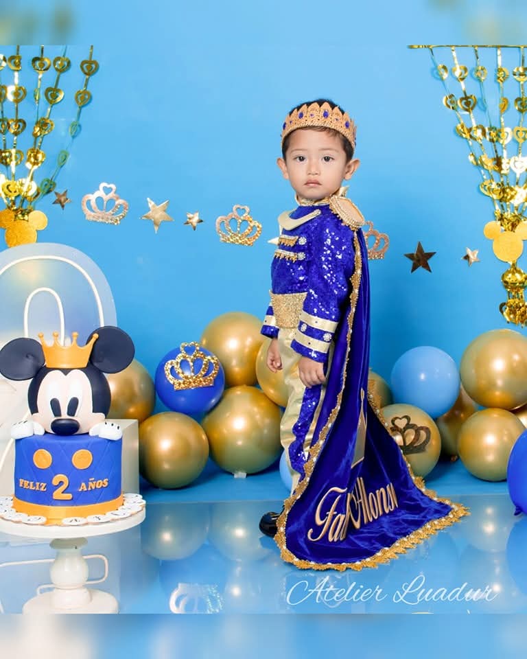 Skender Navy Blue & Gold Personalized Baby Prince Costume, baby boy first birthday outfit, additional product image 2 by