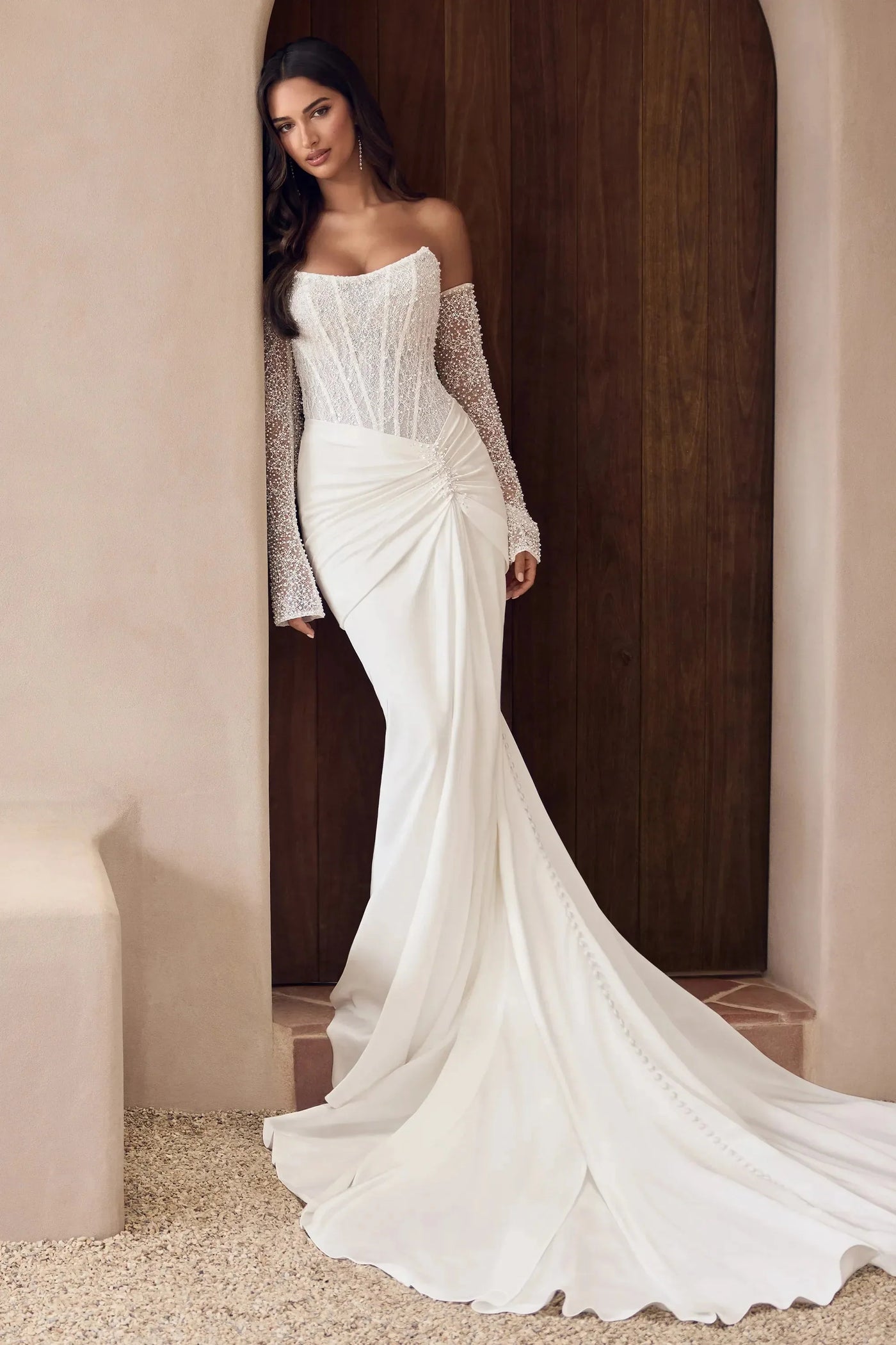 Anya Satin Fit & Flare Wedding Dress VOWALISSE bridal gown – view 7
