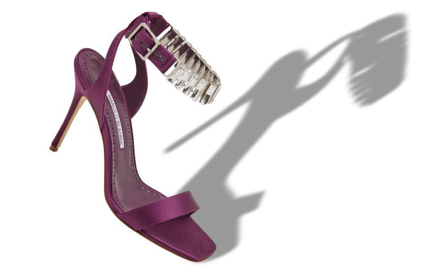 Lucienne Shine Purple Crystal Embellished Ankle-Strap Shoes