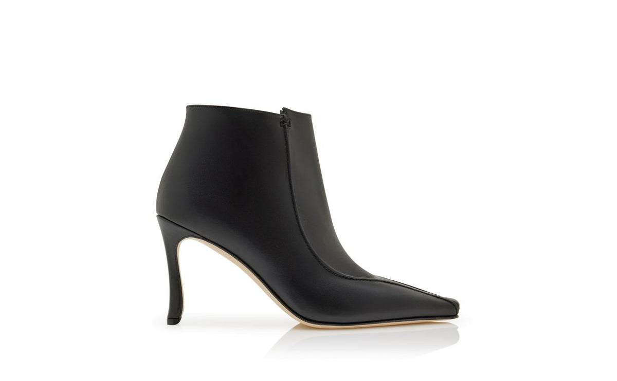Magnolia Star Black Almond Toe Ankle Boots – side profile showing black almond toe, Vowalisse