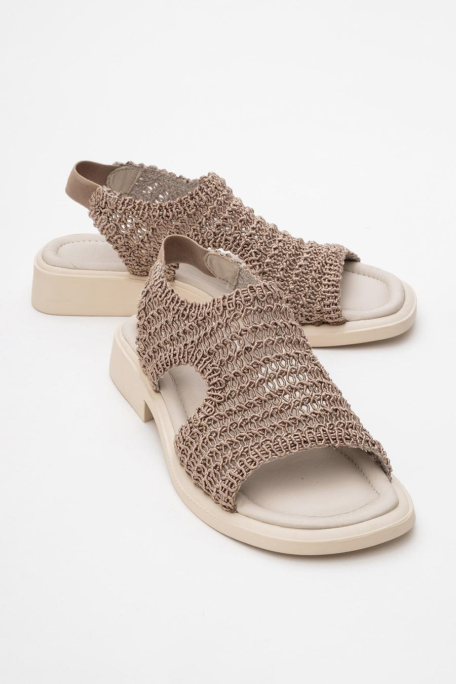 Weave - Dark Beige Leather Woven Sandal